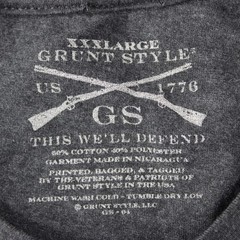 Grunt Style Mens 3XL T-Shirt Gray American Flag Grenade Bullet Graphic Tee XXXL
