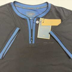 NWT Marc Asher Men’s Shirt Small Black Blue Short Sleeve Zipper