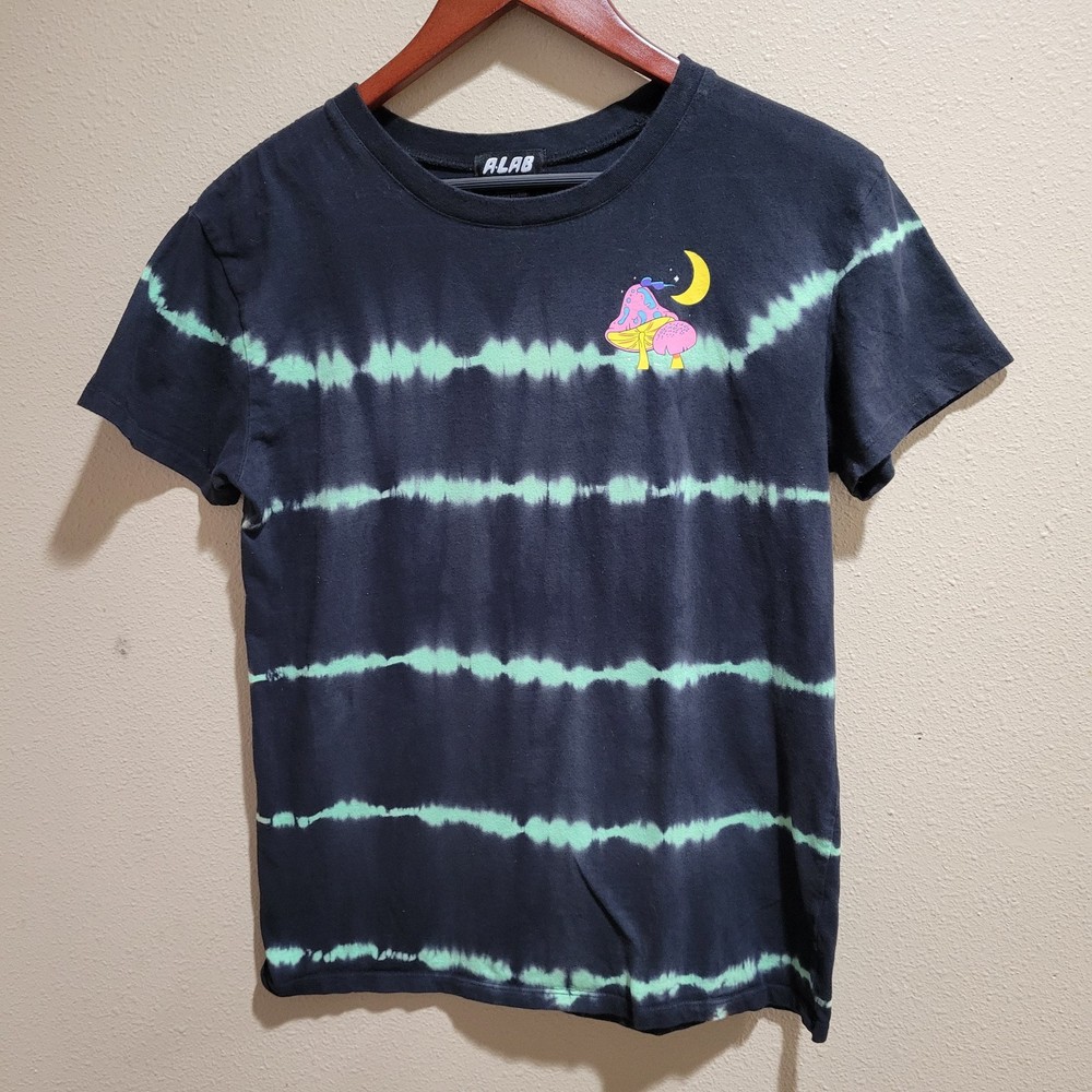 ALAB Mushroom Psychedelic Tie Dye Graphic T-shirt Take A Trip Men Medium Black