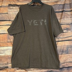 YETI Coolers Men’s XXL Topo Map T-Shirt Heather Espresso Brown Graphic Tee 2XL