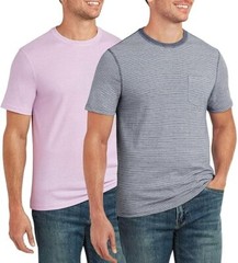 Member’s Mark Men’s 2-Pack Short Sleeve Everyday Soft Wash Tee Size S Purple