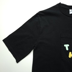 Tsuki Market Mens Shirt Small Black Chest Pocket Tee Spell Out Graphic Casual S