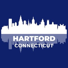 Hartford Connecticut Skyline – Classic City Sports Team T Shirt – Cobalt