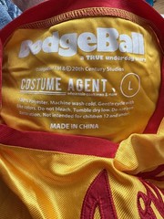 Average Joes Dodgeball Shirt Jersey Mens L Yellow Peter LaFleur Costume Agent