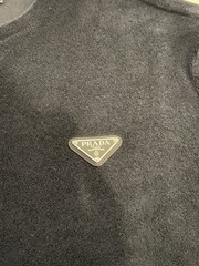 Prada Cotton Terry T-shirt with Enamel Metal Triangle Logo in Black 2025 Large
