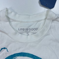 NEW Life is Good Crusher Shirt Mens Small White Crew Neck Cotton Beach Casual