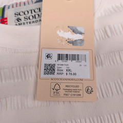 Scotch & Soda Textured Pocket T-Shirt Mens 2XL Relaxed Fit Eggnog White Tee