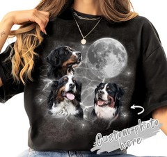Custom Pet Photo Vintage Graphic Comfort Tee Personalized Pet Portrait