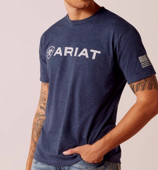 2-PACK, Ariat Men’s Shield Flag T-Shirt-54198- NAVY HEATHER – New, Size XL