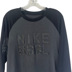 Nike Baseball Tshirt Mens Large Black Gray 3/4 Sleeves Activewear Casual