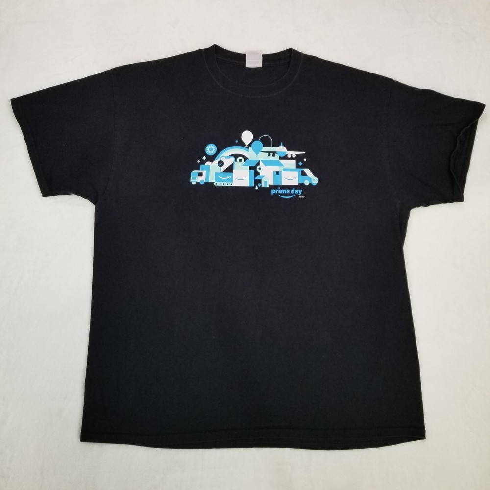 Amazon Prime Day 2023 Men’s Black Graphic T-Shirt Size XL Classic Casual