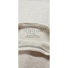 American Eagle Mens Long Sleeve Thermal Shirt Cream White Waffle Knit Large