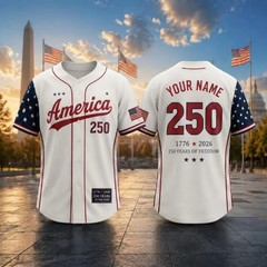 Custom USA 250th Anniversary Baseball Jersey Personalized Name 1776-2026 Gift