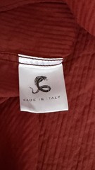 COBRA S.C. Men’s Rust Red Textured 100% Cotton Long Sleeve Shirt – Made in Italy