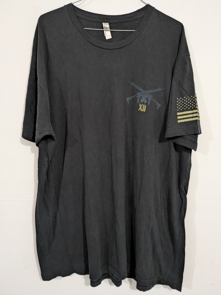 American Apparel Men’s 2XL Black “Warrior XII” Patriotic Graphic Crew Neck Tee