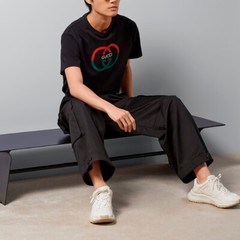 GUCCI Men’s Logo Printed T-Shirt Cotton Black Color Size S
