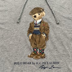 Polo Ralph Lauren Lightweight Hoodie Men’s Medium Gray Dapper Tweed Polo Bear