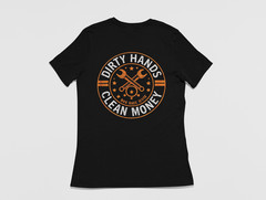 Dirty Hands Clean Money Shirt Blue Collar Work Mechanic Tee Back Print