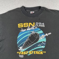 Vtg FOTL Adult XL Black Shirt SSN 594 Class Nuclear Powered Submarine 1991 USA