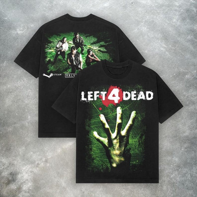Left 4 Dead Valve Tee – Retro Y2K Zombie Shooter Video Game T-Shirt