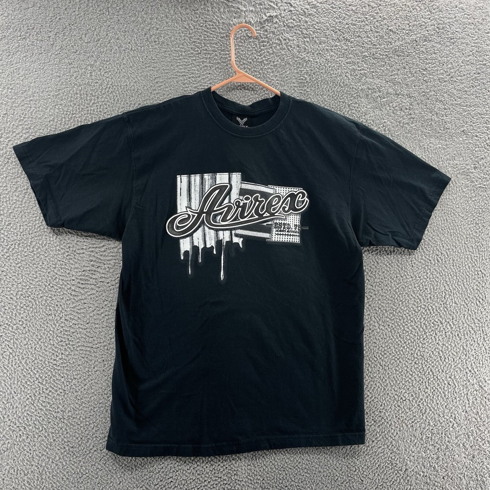 VINTAGE Avirex T Shirt Men Large Black Big Spellout Logo Street Hip Hop Casual