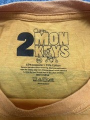 2MONKEYS Graphic Tee Mens 2XL Yellow Orange Dyed Cotton Poly Blend Shirt