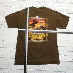 Harley-Davidson Alaska Shirt Mens Medium Brown Farthest North Outpost Graphic