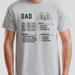 Dad Dungeons Mens T Shirt Dragons Character Sheet Fathers Day Gift DND RPG