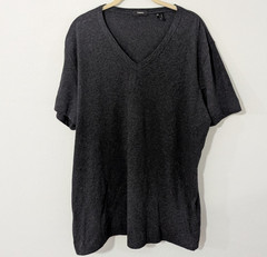 Theory Gaskell V Neck Short Sleeve T Shirt Knit Classic Heathered Gray XXL