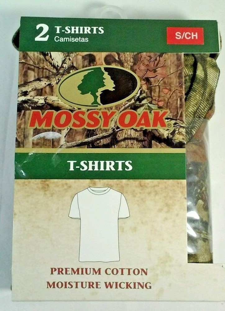 Mossy Oak Camo T shirts New Pack of 2 Assorted Colors Small 34-36 inch