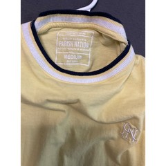 Parish Nation Yellow T-Shirt Men’s Medium Logo Ribbed Trim Ringer