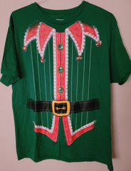Men’s Size XL Green Short Sleeve T-Shirt Santa Helper Christmas Elf Holiday Time