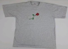 Vintage 90s California Rose Flower Print T Shirt 100% Cotton Grey Multicolor USA