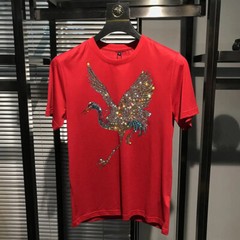 New Fashion Trend Stork Hot Drilling Rhinestones Summer Luxury Men T-Shirt