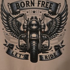 George Men’s XL White Crew Neck Short Sleeve Born Free Let’s Ride Motorcycle Tee
