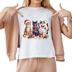 Meowy Christmas Shirt, Cat Christmas tshirt, Cat Lover Xmas T-Shirt