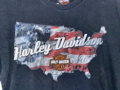Harley-Davidson Mile High Motorcycles Spell Out T-Shirt Aurora CO American Flag