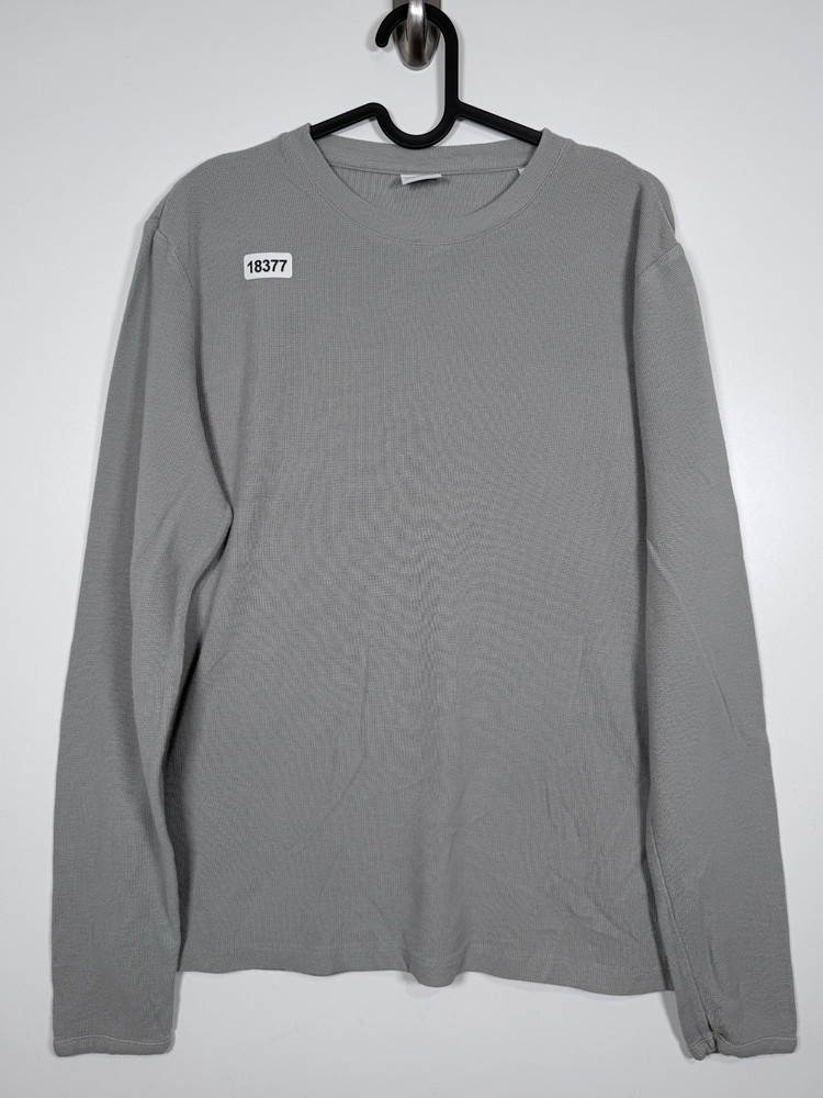 NN07 No Nationality Mens Thermal Waffle Knit Long Sleeve T Shirt Gray Sz S 21×25