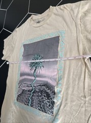 LIRA Graphic Tee Palm Tree T-Shirt Beige Grey Pink Blue Size Small