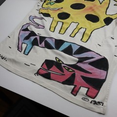 Vintage Bill Gian Hand Painted Wearable Art Shirt 1987 Oversized Dinosaur Crown