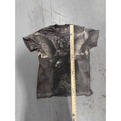 Y2K Affliction Mens Angel Graphic TShirt Lrg Black Distressed MMA All Over Print