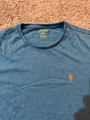 Polo Ralph Lauren Men’s Medium Blue Heather Orange Pony S/S Tee Crew Neck