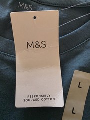 M&S Regular Fit Pure Cotton Crew Neck T-Shirt ~ LONG LENGTH ~ 2 PACK ~ Size L