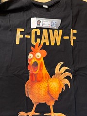 Funny F-CAW-F Rooster Graphic Men’s XL T-Shirt Black New Nice Humorous Hilarious