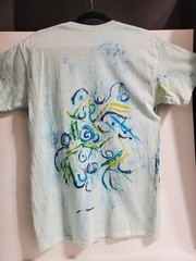 Hand Painted T-shirt, Unisex Medium, Splash Design Front & Back, Light Blue