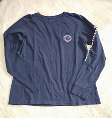 Vineyard Vines Men’s Blue Crew Neck Long Sleeve Pocket Whale Logo Tee Size M
