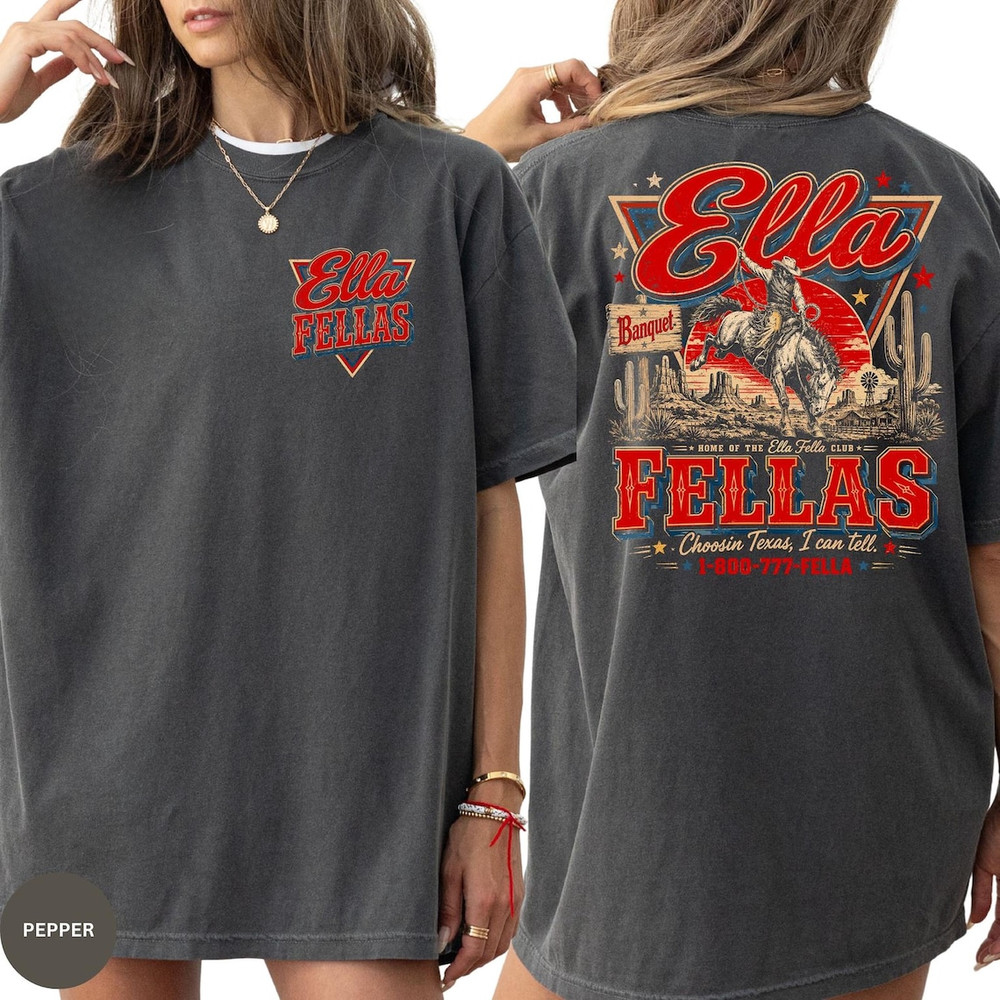 Ella Fella Club Vintage Western Cowboy Retro Graphic T-Shirt