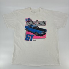 Vintage 1969 Ford Mustang GT Shirt Men Large White Steadman Single Stitch USA