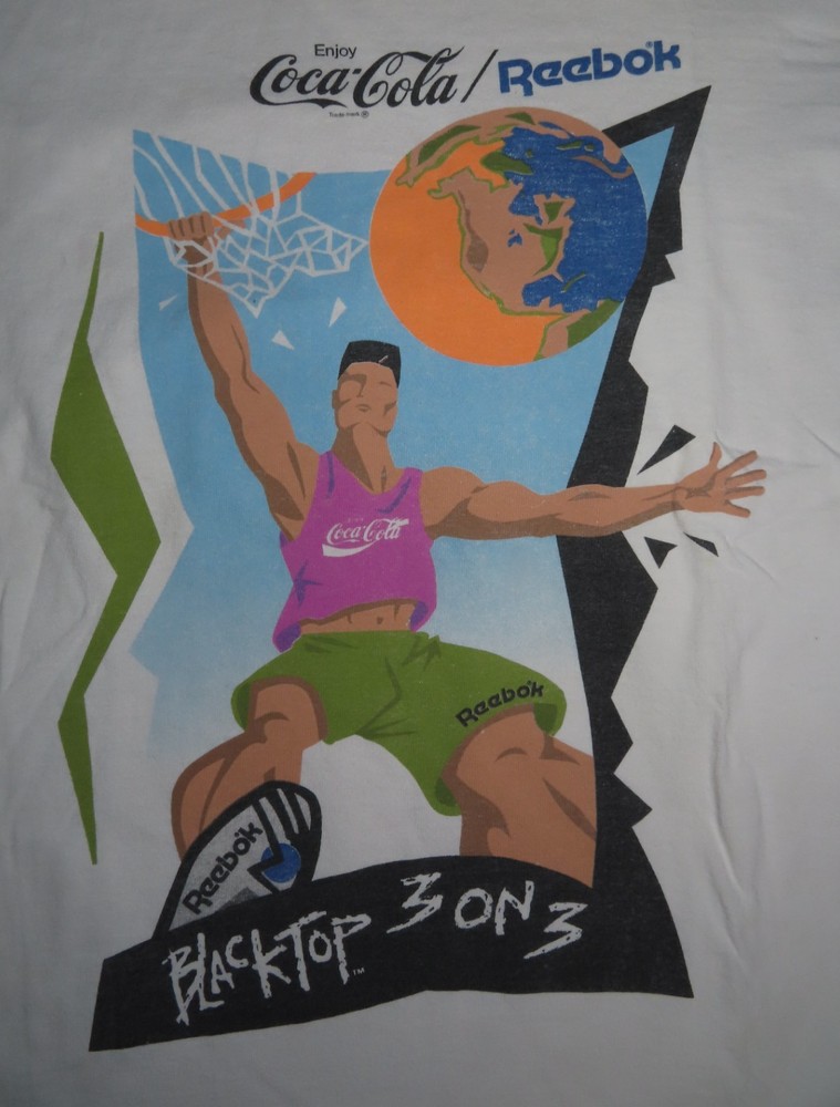 Vintage Reebok Label Enjoy Coca-Cola BLACKTOP 3 ON 3 Basketball (One Size) Shirt
