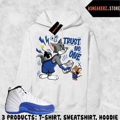 Shirt To Match AJ 12 Blueberry Sneaker Matching Trust No One Cat Mouse 2 Tee